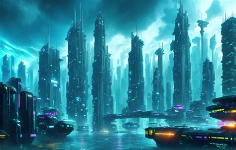 Wallpaper city, future, art, fantastic, cyberpunk, digital art, Futuristic, si-fi, Stable ...