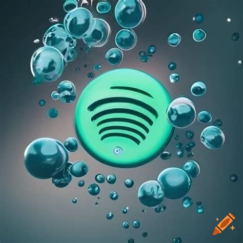 Spotify logo submerged underwater with bubbles on Craiyon