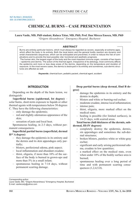 (PDF) Chemical burns – case presentation