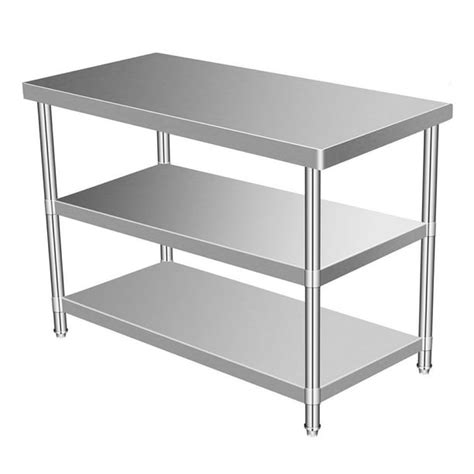 3 Layer Stainless Steel Work Table Heavy Duty Work Table, Middle Layer Shelf Shell Height ...