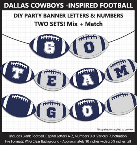 Dallas Cowboys-Inspired Football Alphabet Clipart