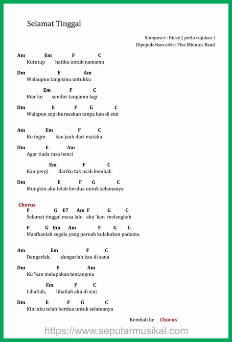 selamat tinggal masa lalu aku kan melangkah chord - Sophie Ball