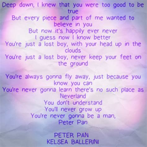 Kelsea Ballerini Peter Pan Country Love Songs Quotes, Love Song Quotes ...