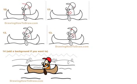 How to Draw a Cartoon Kid Paddling a Canoe Easy Step-by-Step Drawing ...