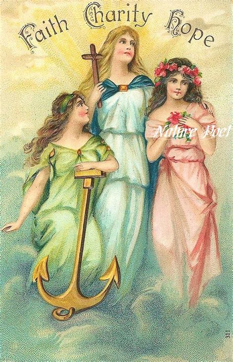 Faith Hope and Charity Postcard Reproduction Downloadable | Etsy