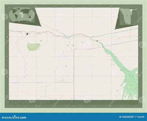 Kavango East, Namibia. OSM. Major Cities Stock Illustration - Illustration of division, zoom ...