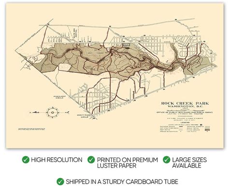 Rock Creek Park Map Map of Rock Creek Park Vintage Wall Art - Etsy