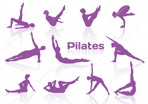 Pilates poses in violet silhouettes — Stock Vector © Elizabetalexa #13996771