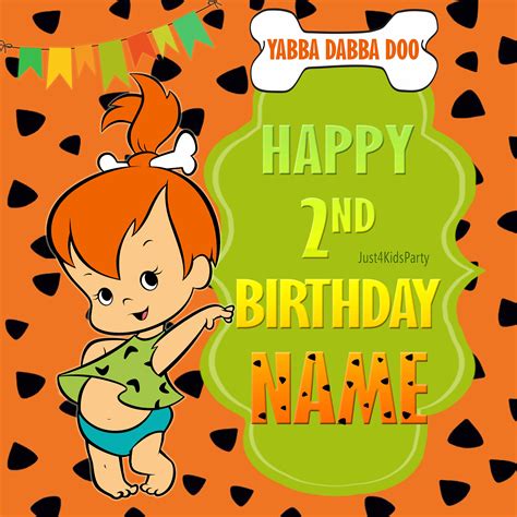 Pebbles Flintstone Birthday Digital Backdrop. Custom Happy | Etsy