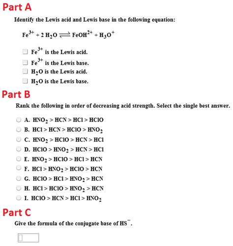 Solved Identify the Lewis acid and Lewis base in the | Chegg.com