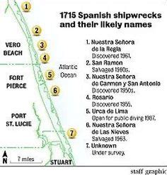 1715 Spanish Treasure Fleet Map - Vector U S Map