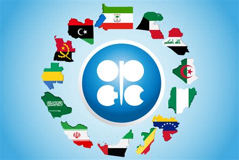 The national flags of the OPEC member countries are located below the ...