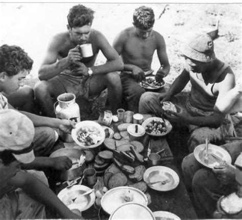 jewishvirtuallibrary: “ Kibbutz workers having breakfast in the field ...