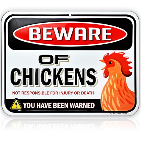 Buy Bigtime Signs Beware of Chickens Warning Sign Metal 9"x12"| Chicken Fan Lovers chicken signs ...