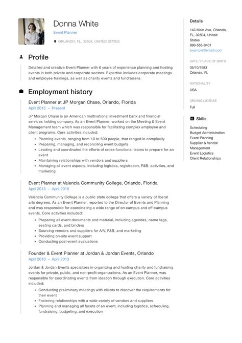 Guide: Event Planner Resume [ + 12 Samples ] | PDF & Word | 2019