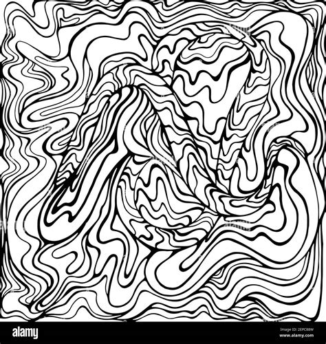 Psychedelic doodle crazy maze wave texture. Isolated pattern. Vector ...