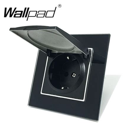 1 Gang Dust Cap Schuko Socket Wallpad Luxury Black Crystal Glass 110V ...