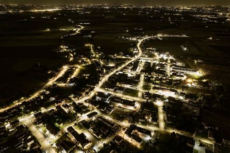 Premium Photo | Aerial night view of a town