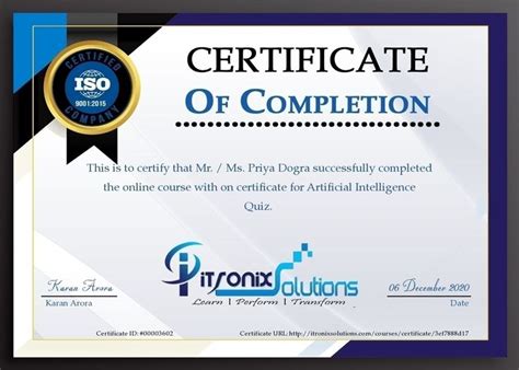 Artificial Intelligence Free Online Quiz with Certification - Priya ...