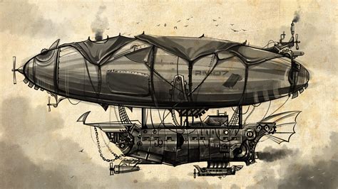 blimp illustration - really good! | Steampunk airship, Steampunk ship, Airship art