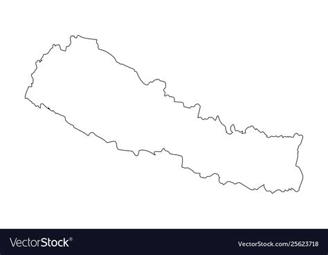 Map black outline nepal Royalty Free Vector Image