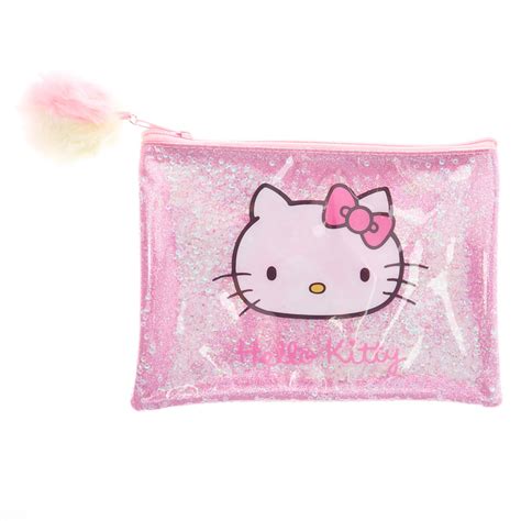 Hello Kitty® Glitter Pencil Case - Pink/Silver | Claire's