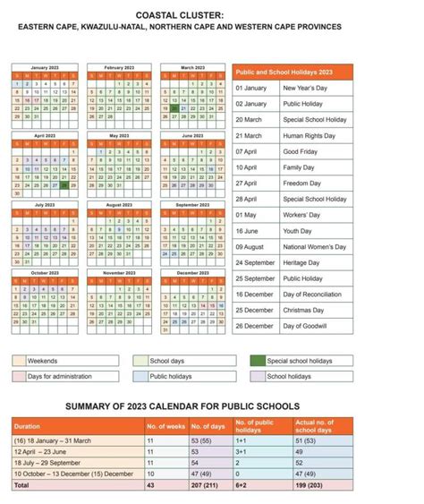 South Africa’s 2023 school calendar for inland and coastal provinces