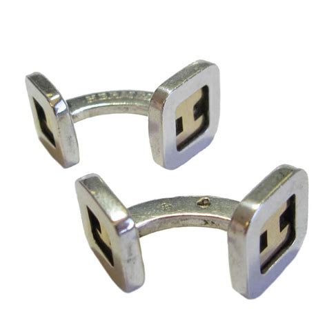 HERMES Cufflinks in Sterling Silver and Small H in Gold For Sale at ...