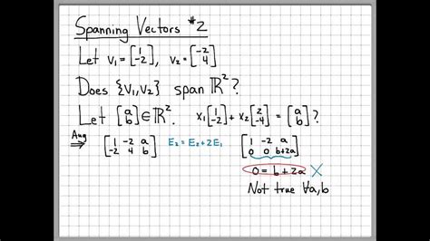 Linear Algebra Example Problems - Spanning Vectors #2 - YouTube