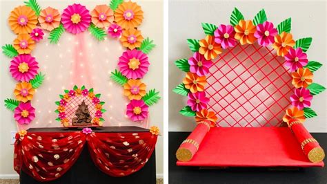 Ganpati decoration ideas at home ganesh chaturthi decoration ideas easy paper flowers decoration ...