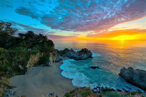 5K, Ocean, McWay Falls, California, 5K, Big Sur HD Wallpaper