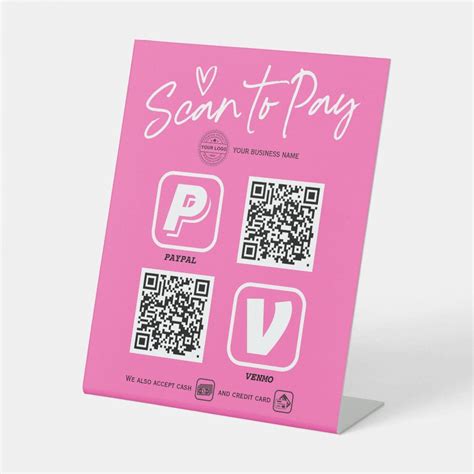 QR Code scannable payment options Modern Hot pink Pedestal Sign | Zazzle | Manicurist business ...