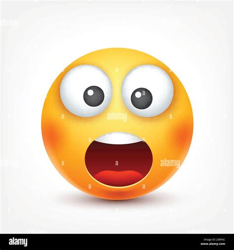 Smiley,surprised emoticon. Yellow face with emotions. Facial expression ...