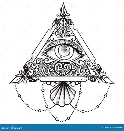 Eye Pyramid Black stock illustration. Illustration of magic - 62302622