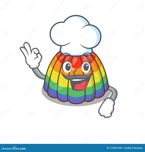 Rainbow Jelly Cartoon Character Working As a Chef and Wearing White Hat ...