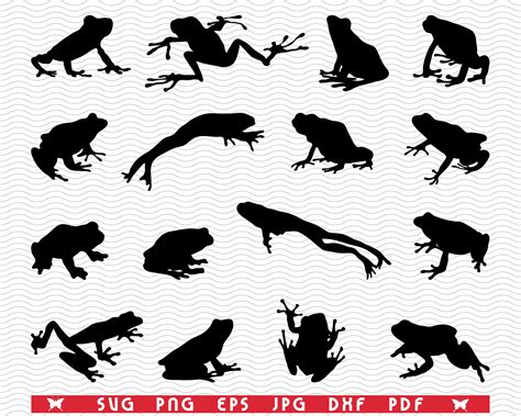 SVG Frogs Black Silhouettes Digital clipart Files eps jpg | Etsy