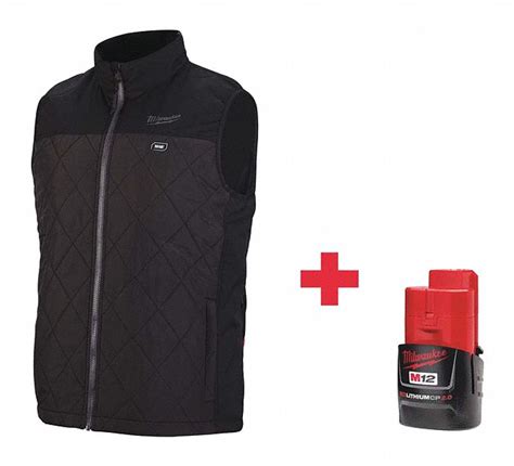 MILWAUKEE Heated Vest, 3XL, Mens, 22" L, Black - 506J02|303B-213X 48-11 ...