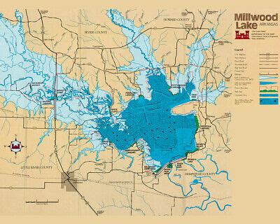 1976 Map of Millwood Lake Arkansas | eBay