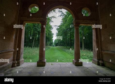 The Open Temple, one of the buildings at the end of the avenues of trees in the gardens at ...