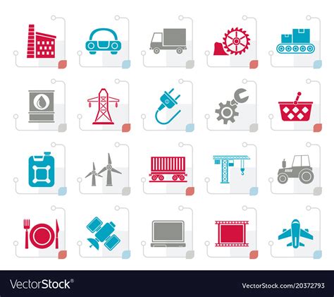 Stylized business and industry icons Royalty Free Vector