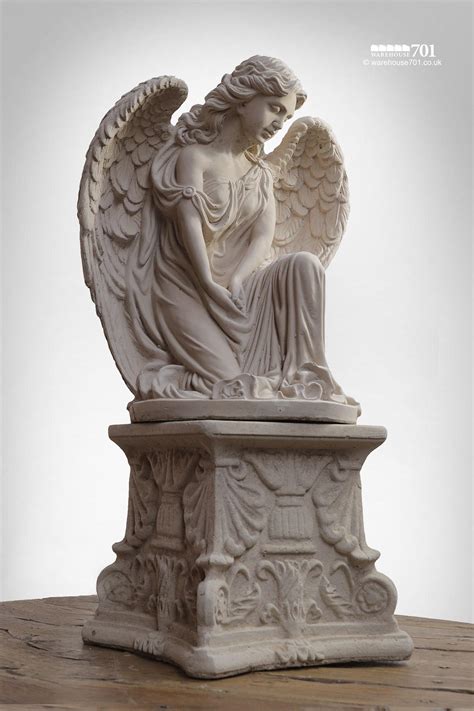 New Cast Stone Kneeling Angel Garden Statue or Figure