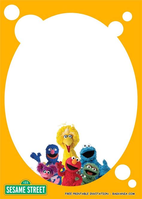 the sesame street characters are standing in front of an oval frame