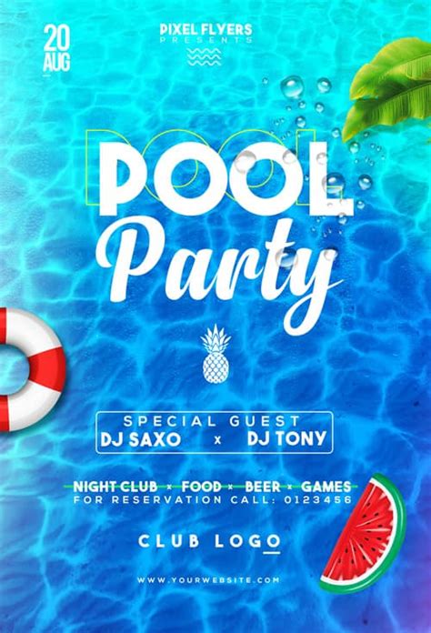 Pool Party Flyer Template Free Download