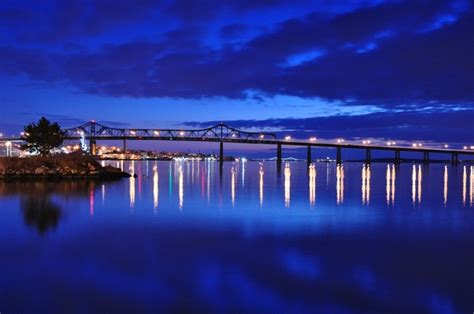 Charles M Braga Jr Bridge Spanning the Taunton River in Fall River MA with the Mt Hope Bridge in ...