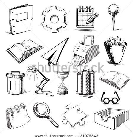 #Office #objects #collection. #Hand #drawing #sketch #vector # ...