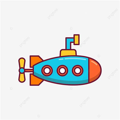 Submarine Cartoon Vector Hd PNG Images, Filled Line Cartoon Submarine Vector Stock Png ...