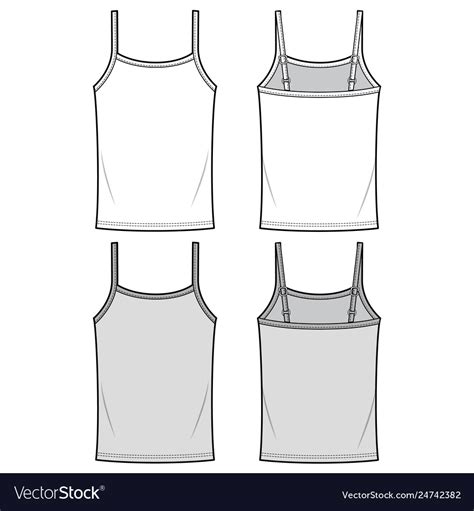 Tank top fashion flat sketch template Royalty Free Vector