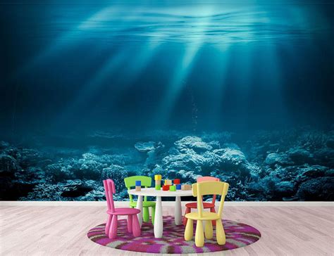 Ocean underwater with coral reef Wall Mural Wallpaper | Canvas Art Rocks