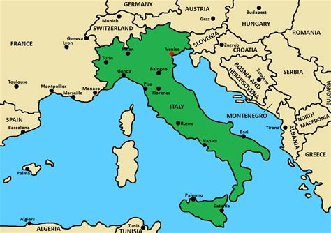 Map Of Venice And Italy - Middle East Political Map