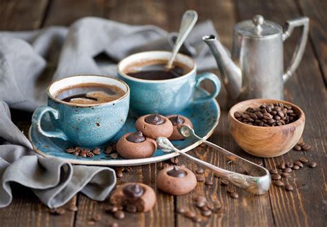 Chocolate cookies and delicious coffee in the morning